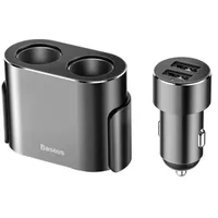 Baseus High Efficiency 3,4A, 2×USB Type-A + szivargyújtó kimenet fekete autós töltő #1