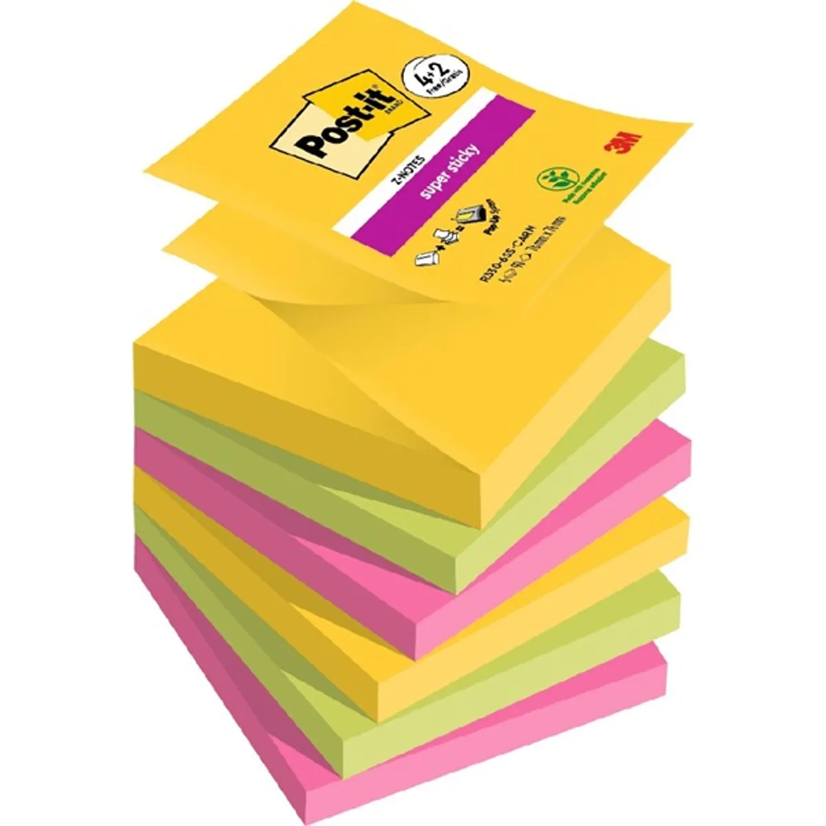 Post-it Super Sticky Carnival 76x76mm  90lapos 4+2db  vegyes Z-jegyzettömb #1