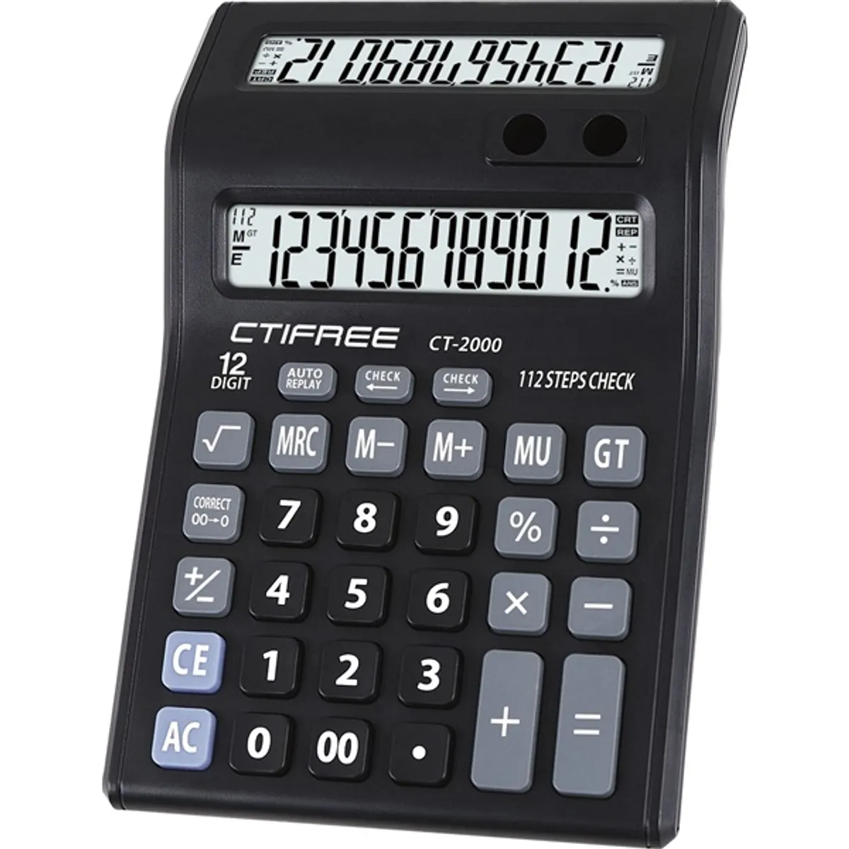 CTIFREE CT-2000 duál kijelzős fekete számológép, 135x195mm, 12 számjegy, 2 év garancia #1