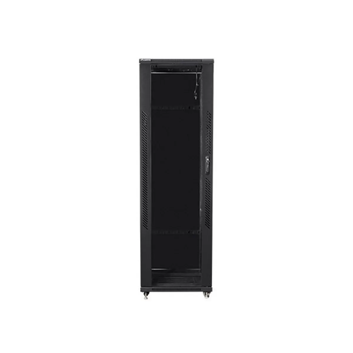 Lanberg FF01-8042-12B 19" 42U SZÉL:800mm MÉLY:1000mm MAG:2047mm lapraszerelt üvegajtós fekete rack szekrény #1