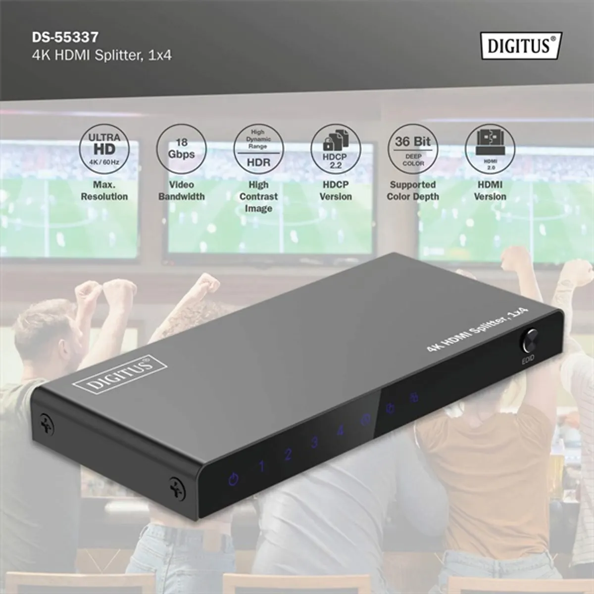 DIGITUS DS-55337 4 portos 4K/60Hz HDMI splitter #6