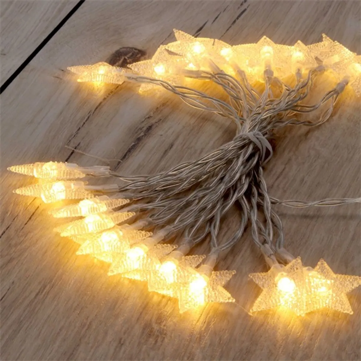 Iris Csillag alakú fix fényű/3m/meleg fehér/10db LED-es USB-s fényfüzér, fénydekoráció #3