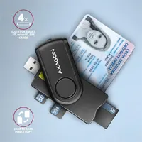 Axagon CRE-SMP2A USB Smart card & SD/microSD/SIM card PocketReader összecsukható okos kártyaolvasó #3