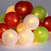 Iris Gömb alakú 6cm/színes fonott/3m/piros-fehér-zöld/20db LED-es/USB-s fényfüzér, fénydekoráció #2