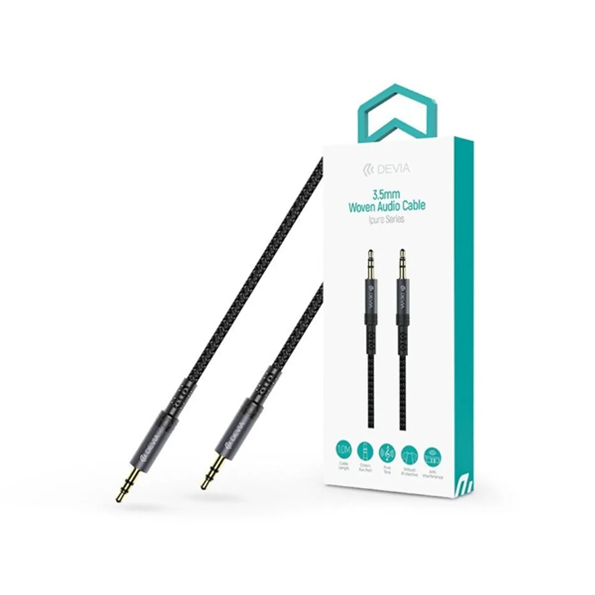 Devia ST111936 iPure Series Woven 1m AUX 3,5/3,5mm jack fekete audio kábel #1