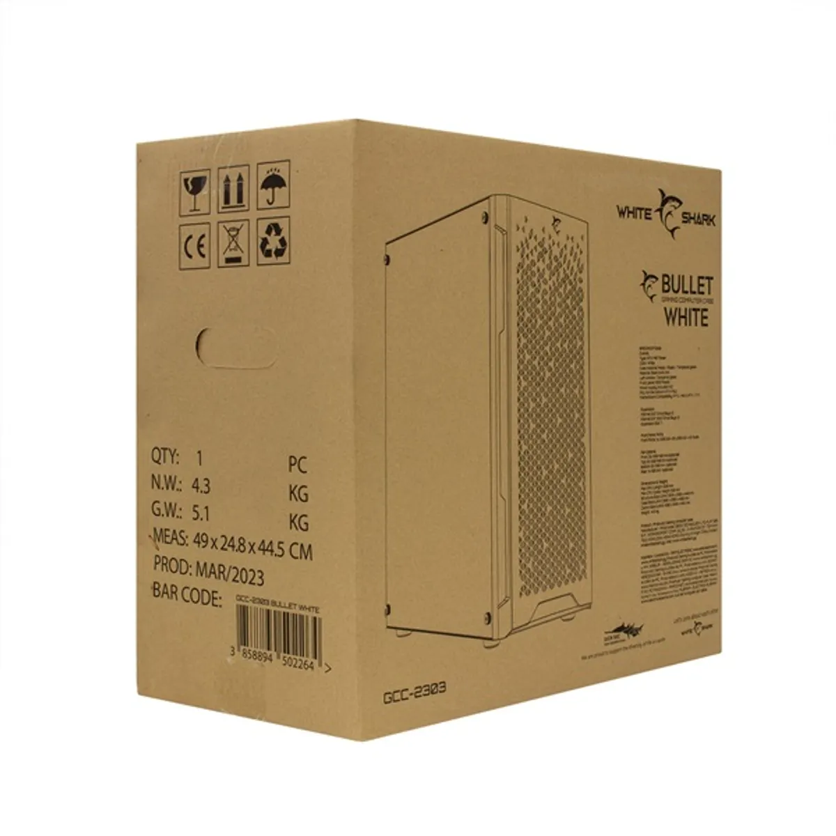 White Shark GCC-2303 Bullet fehér (táp nélküli switch) ablakos ATX ház #7