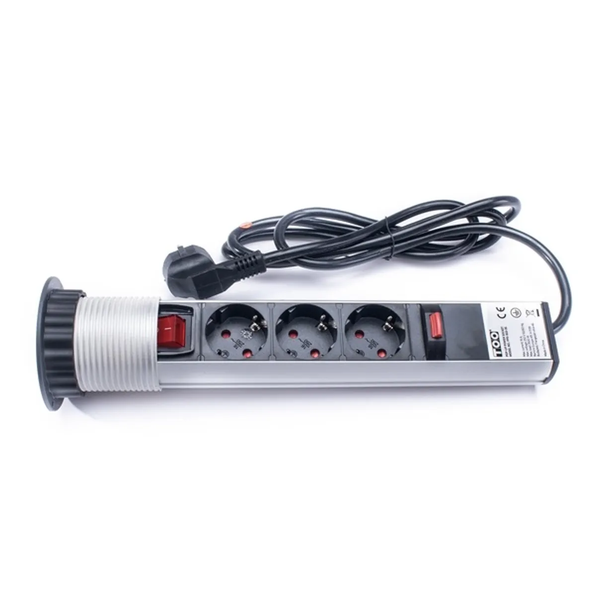 TOO PPS-303-3S IP20, 3x 2P+F, áramtalanító kapcsolóval, ezüst asztalba süllyeszthető elosztó #1