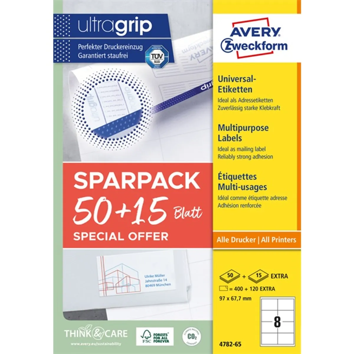 Avery 4782-65 97 x 67,7 mm univerzális 50+15 lap 520 db-os etikett #2