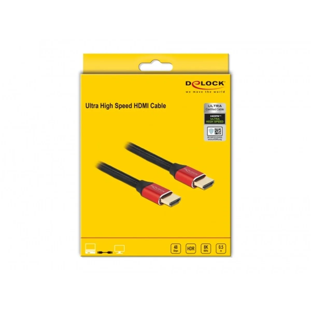 Delock 85772 50cm Ultra nagy sebességű HDMI 48Gbps 8K 60Hz piros kábel #3