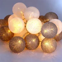 Iris Gömb alakú 6cm/színes fonott/3m/szürke-fehér/20db LED-es/USB-s fényfüzér, fénydekoráció #3