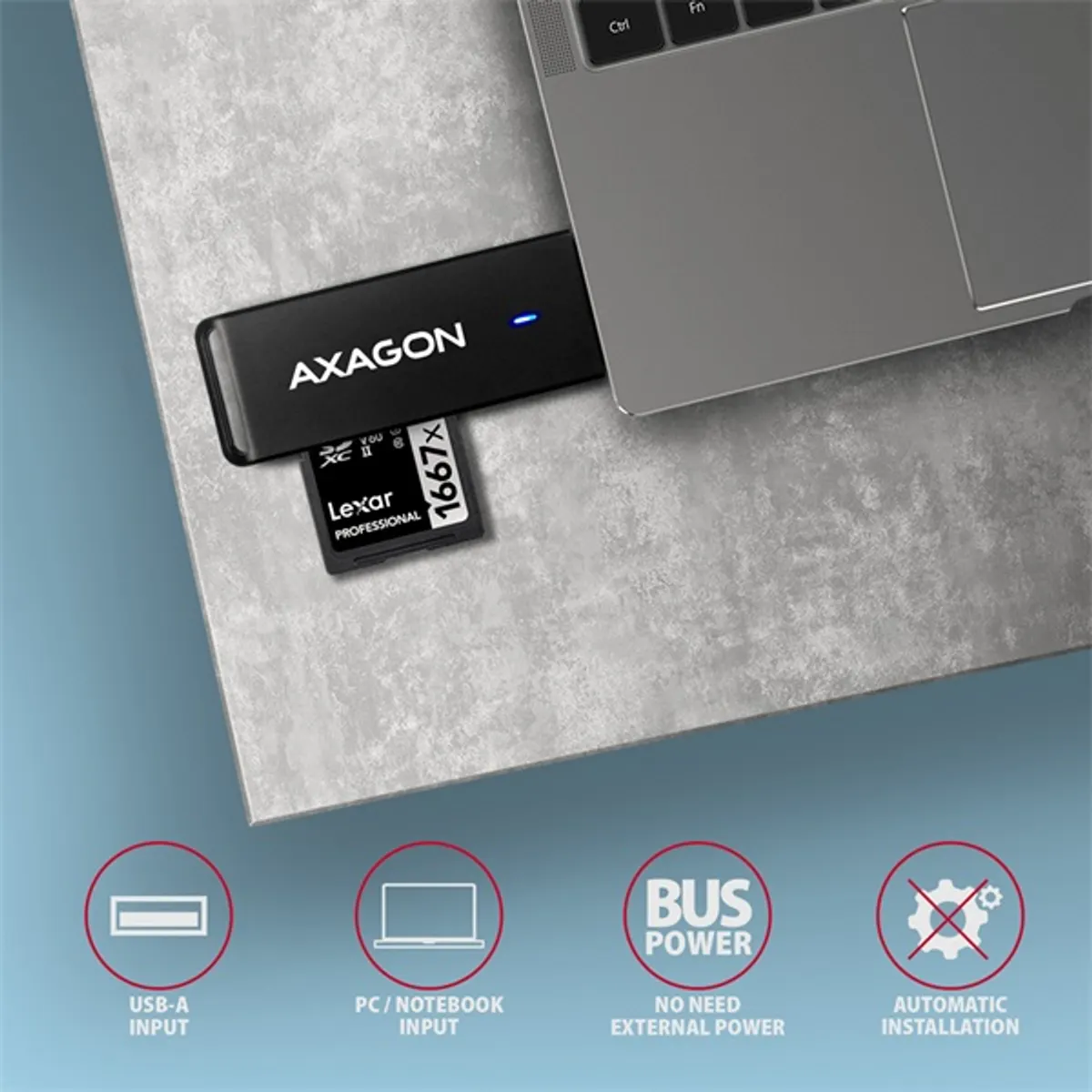 Axagon CRE-S2N Superspeed USB 3.2 Gen 1 Type-A, slim SD/microSD kártyaolvasó #4