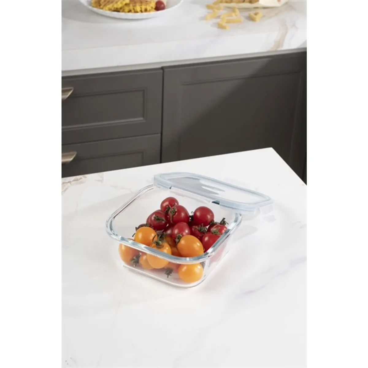 TOO KT-86 üveg 520 ml-es hőálló négyzet alakú ételtároló csatolható műanyag tetővel #1