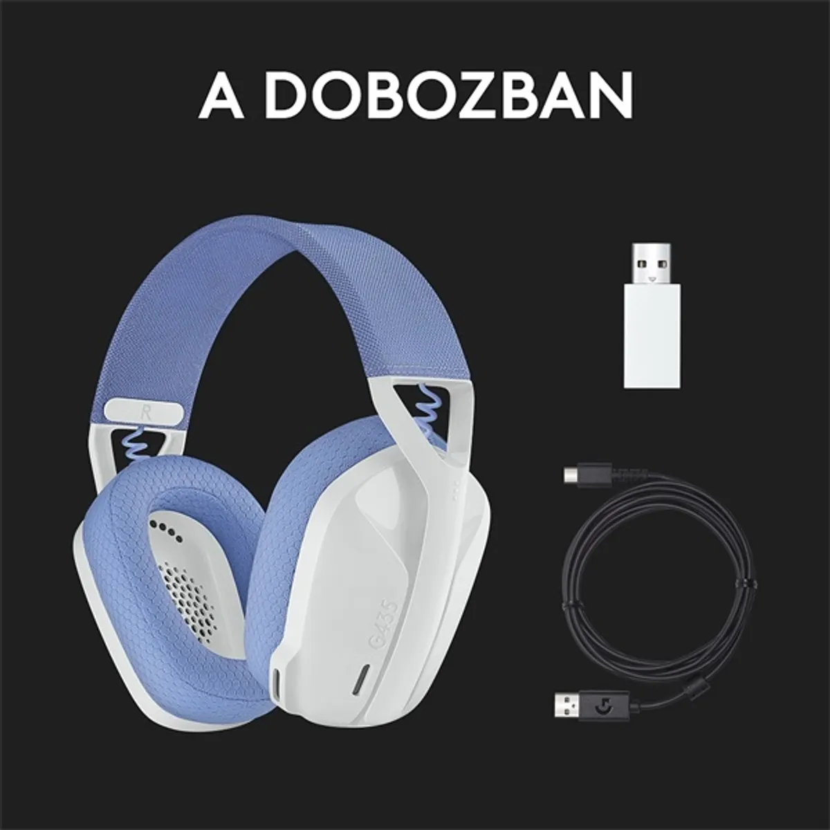 Logitech G435 Lightspeed Wireless fehér gamer headset #10