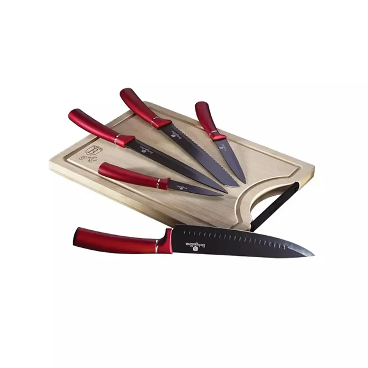 Berlinger Haus BH/2552NO bambusz vágódeszkával, Metallic Line Burgundy Edition 6 részes késkészlet #1