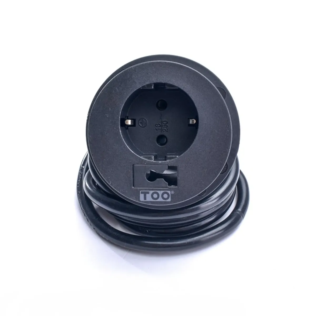 TOO GPS-203-1B IP20, 1x 2P+F, kábelkivezettéssel, fekete asztalba süllyeszthető elosztó #4