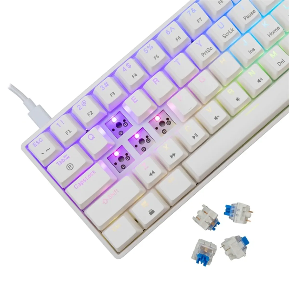 White Shark SHINOBI 2 GK-004223W/BL-HU HUN fehér mechanikus (blue switch) gamer billentyűzet #4