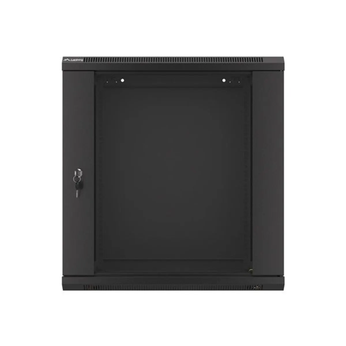 Lanberg WF01-6412-10B 19" 12U SZÉL:600mm MÉLY:450mm MAG:640mm lapraszerelt üvegajtós fekete fali rack szekrény #1
