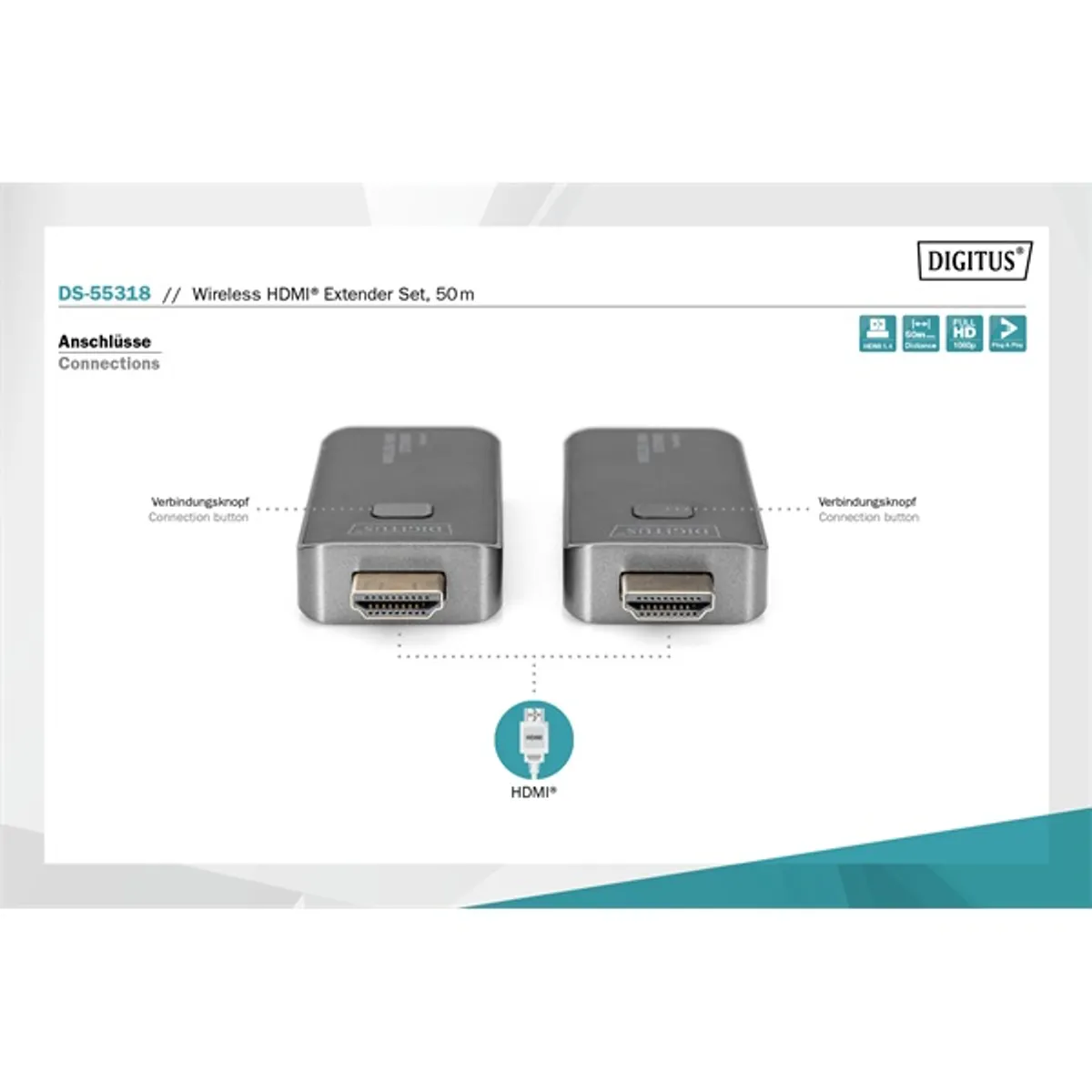 DIGITUS DS-55318 vezeték nélküli HDMI extender szett 50m (adó és vevőegység) #10