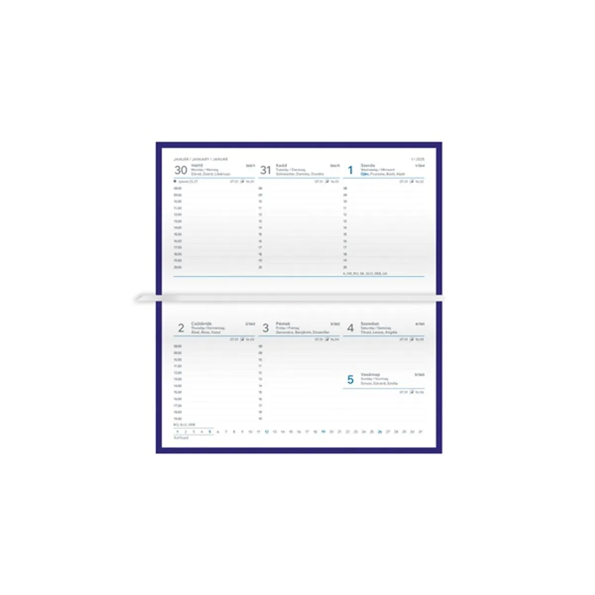 Kalendart Traditional 2026 T030 kék heti beosztású fekvő zsebnaptár #2