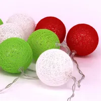 Iris Gömb alakú 6cm/színes fonott/1,5m/piros-fehér-zöld/10db LED-es/USB-s fényfüzér, fénydekoráció #2