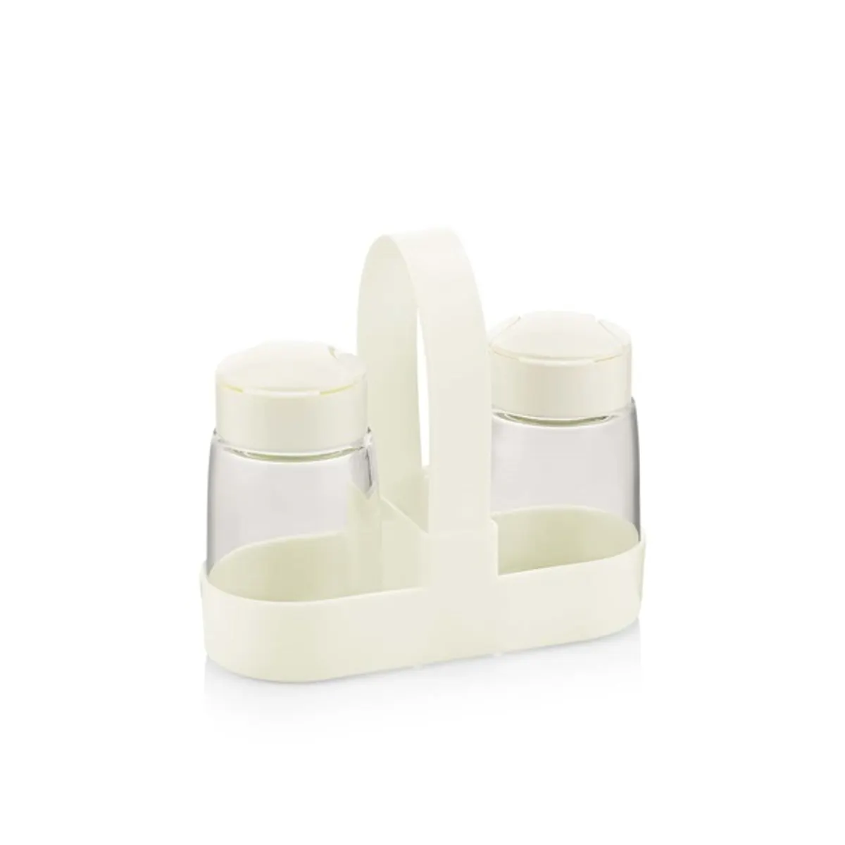 IRIS C-00381 Drop üveg fűszerszóró szett tartóval, 2 darabos 2*100ml, fekete vagy elfántcsont színű #1