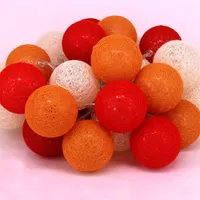 Iris Gömb alakú 6cm/színes fonott/4,5m/piros-narancs-meleg fehér/30db LED-es/USB-s fényfüzér, fénydekoráció #2