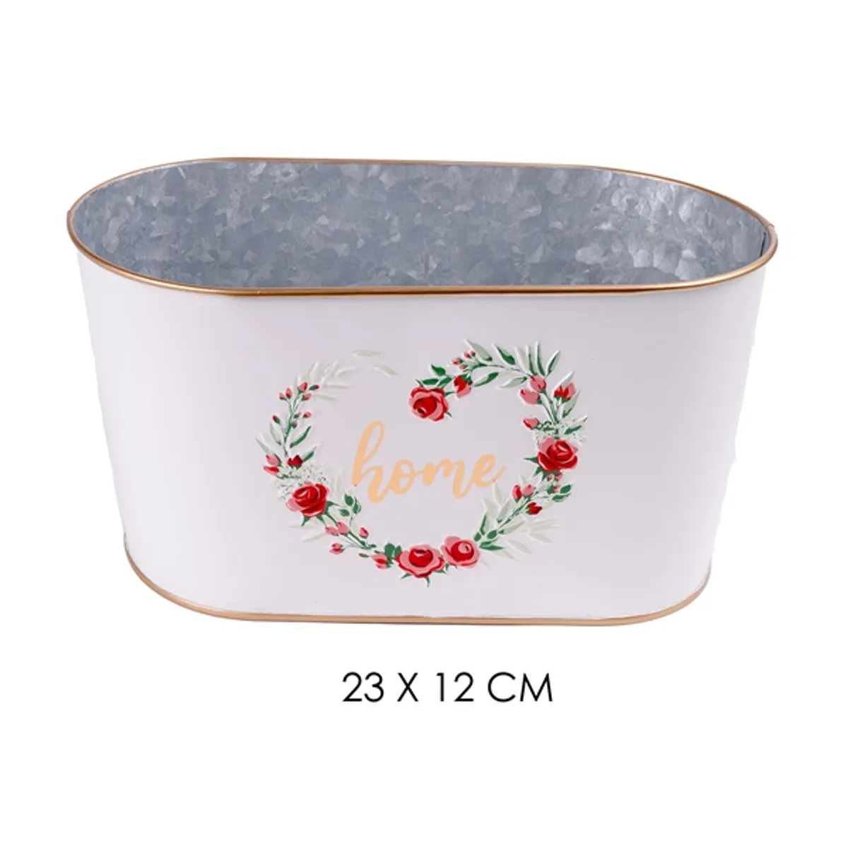 IRIS bádog kaspó ovál rózsa home 23x12cm #1