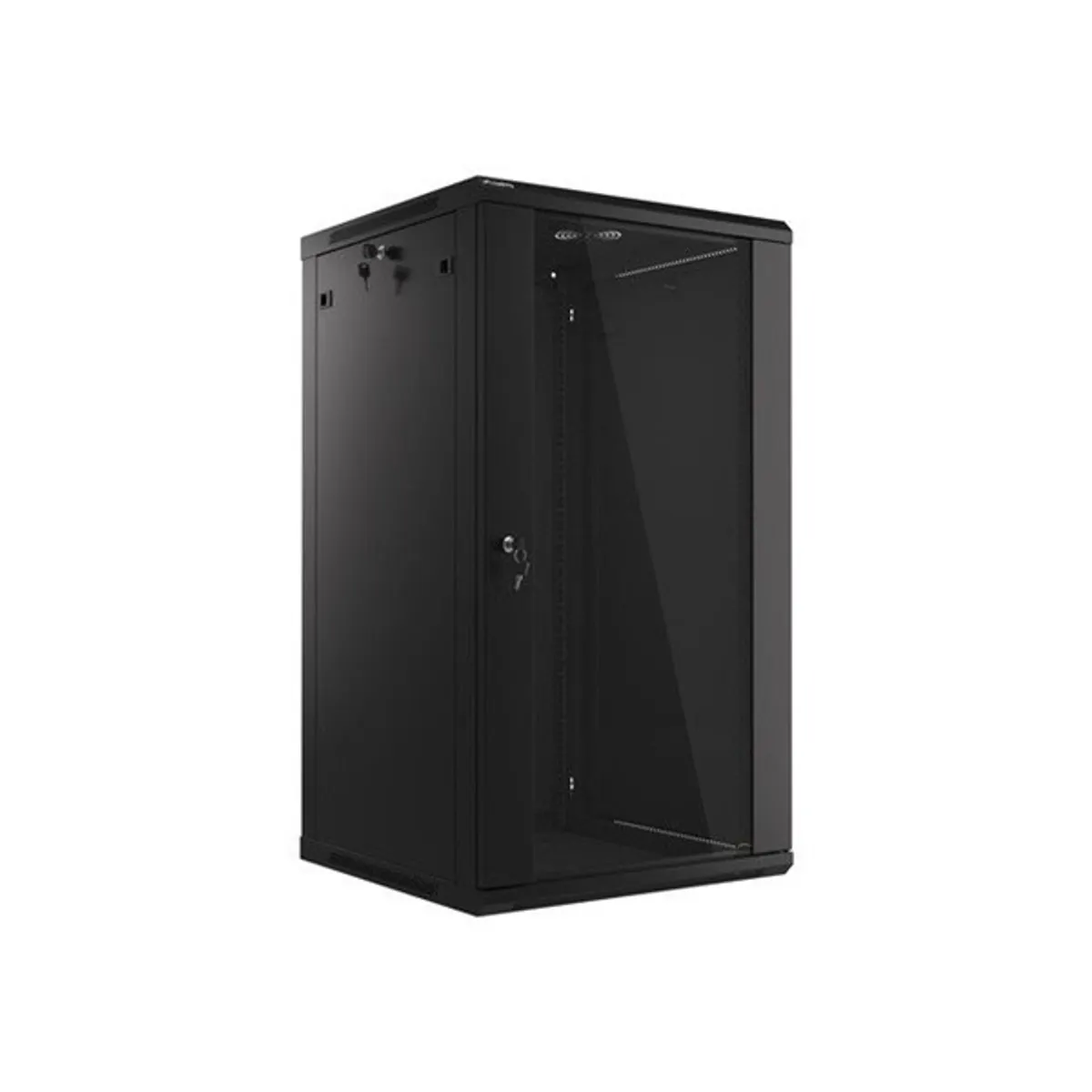 Lanberg WF01-6622-10B 19" 22U SZÉL:600mm MÉLY:600mm MAG:1085mm lapraszerelt üvegajtós fekete fali rack szekrény #2