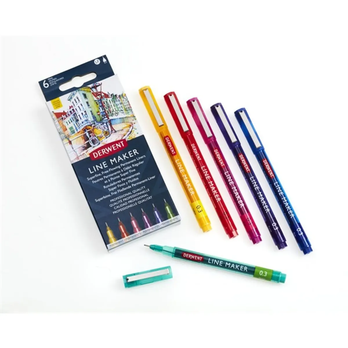 Derwent Line Marker 6 színű 0,3mm tűfilc készlet #1