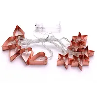 Iris Csillag+szív alakú fém/2m/meleg fehér/10db LED-es/3xAA elemes fényfüzér, fénydekoráció #4