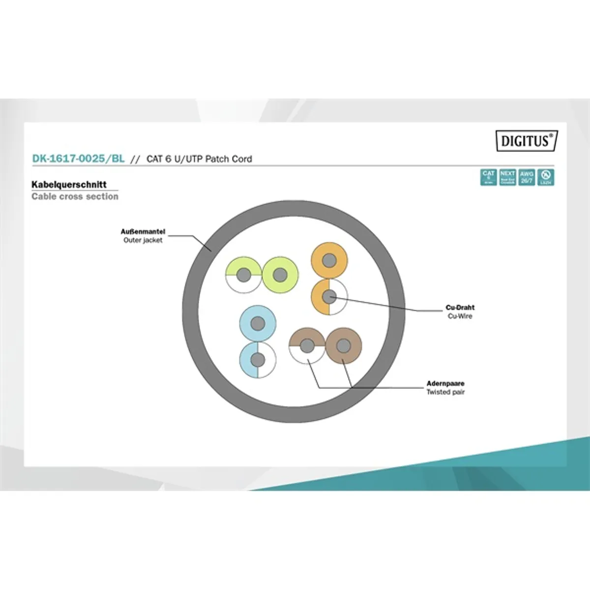 DIGITUS Cat.6 U/UTP LSZH 0,25m fekete patch kábel #4