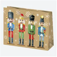 IRIS Karácsonyi EKO kraft papír ajándéktasak, 300x230x100 mm, különböző színekben és mintával #3
