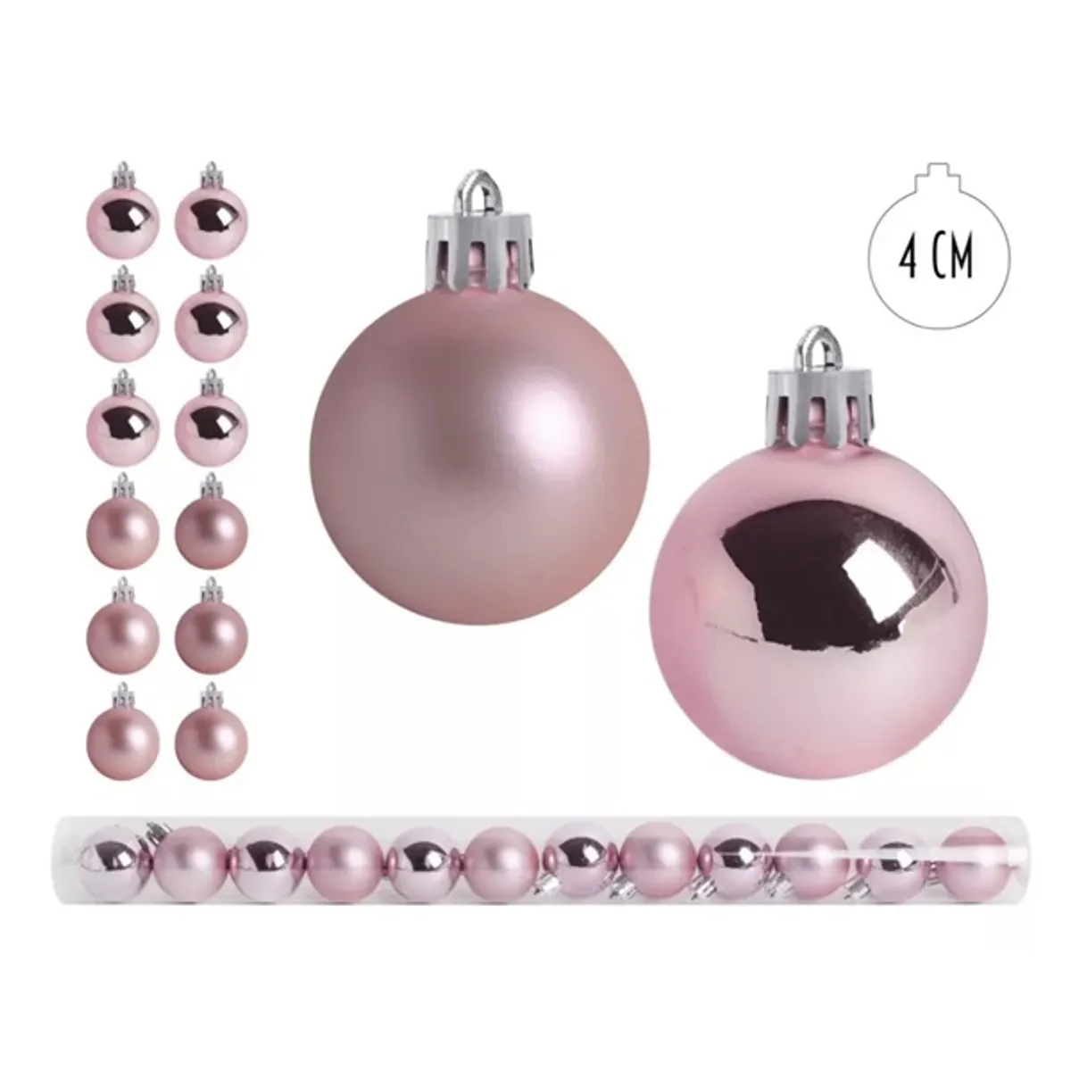 IRIS karácsonyi dísz, pvc gömb rózsszín 12db 4cm #1