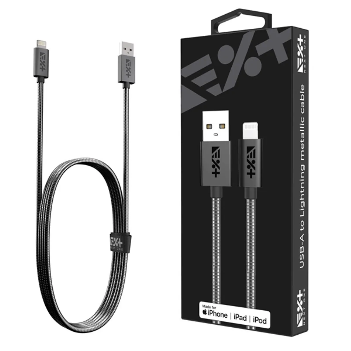 NextOne LGHT-USBA-MET-SG 1m USB A-Lightning metál kábel #1