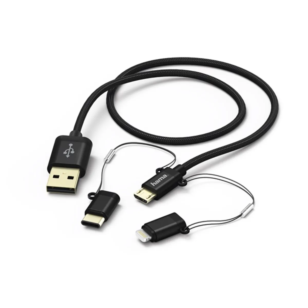 Hama 183348 1m micro USB / Type-C / Lightning 3 in1 fekete adatkábel #1