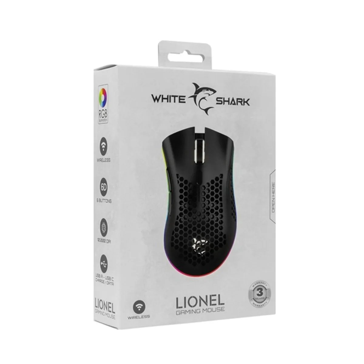 White Shark LIONEL WGM-5012B vezeték nélküli fekete gamer egér #8
