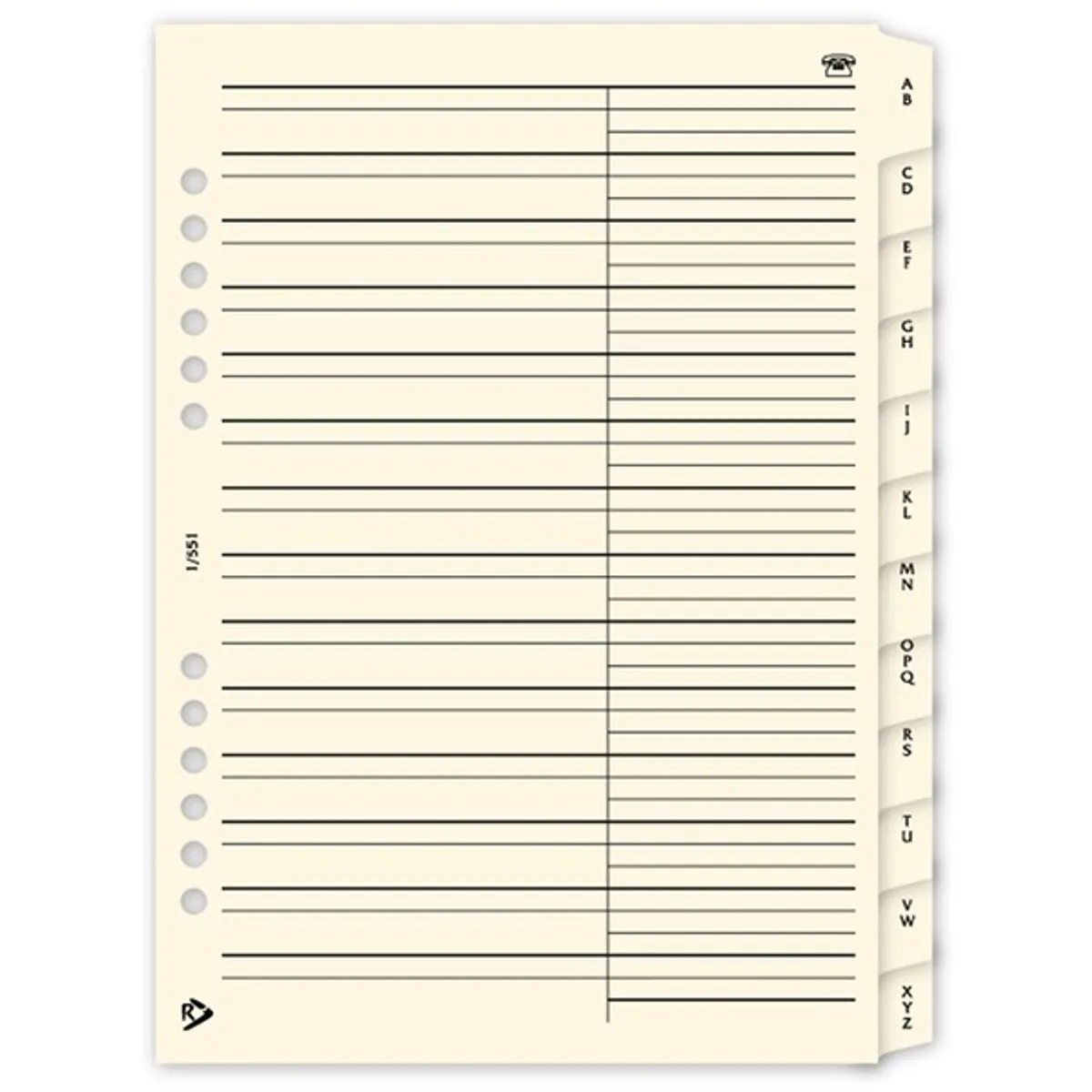 Realsystem 1/551 telefon regiszter gyűrűs naptár kiegészítő #1