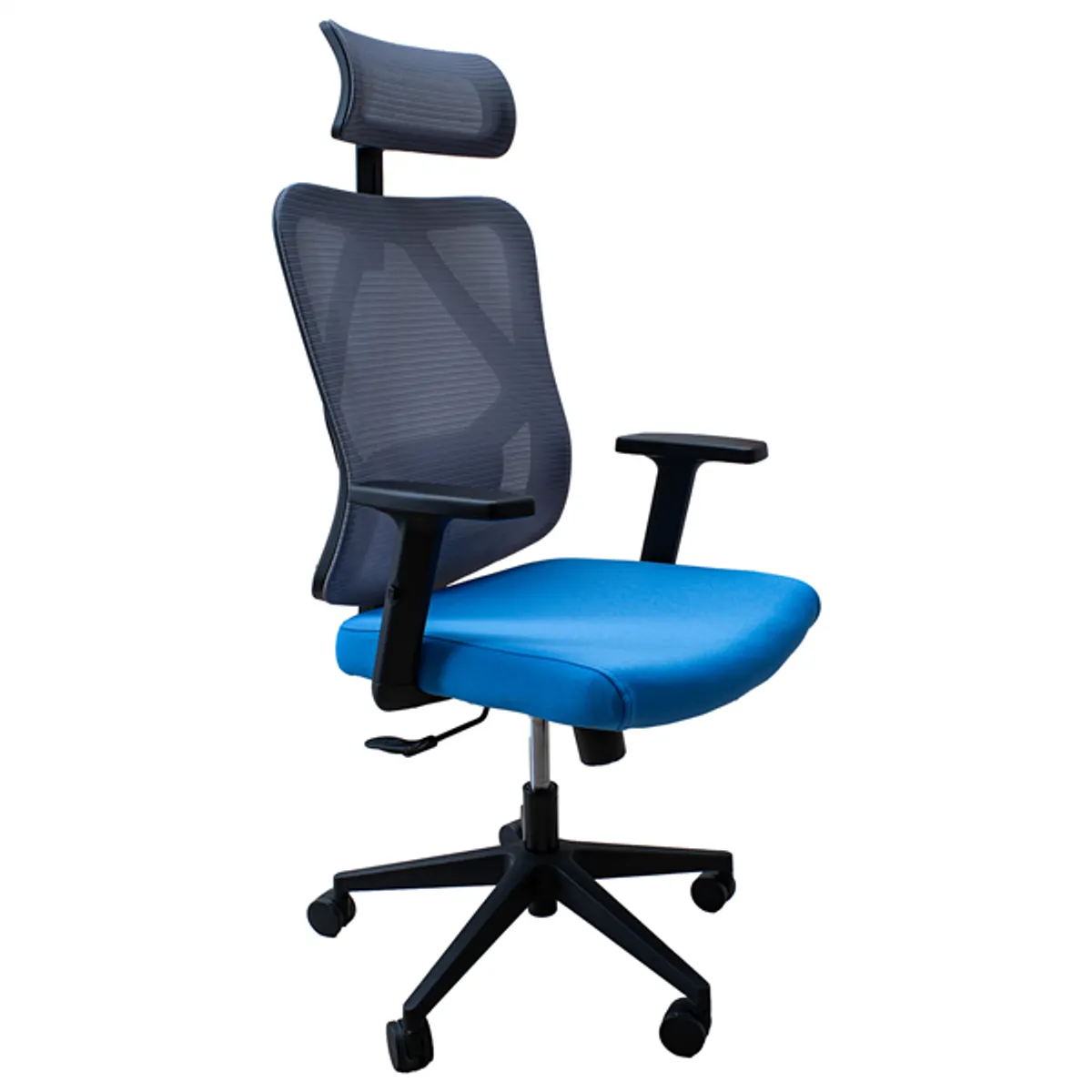 IRISOffice Eclipse kék/szürke ergonómikus, szövet-hálós irodai forgószék fej és háttámasszal #1