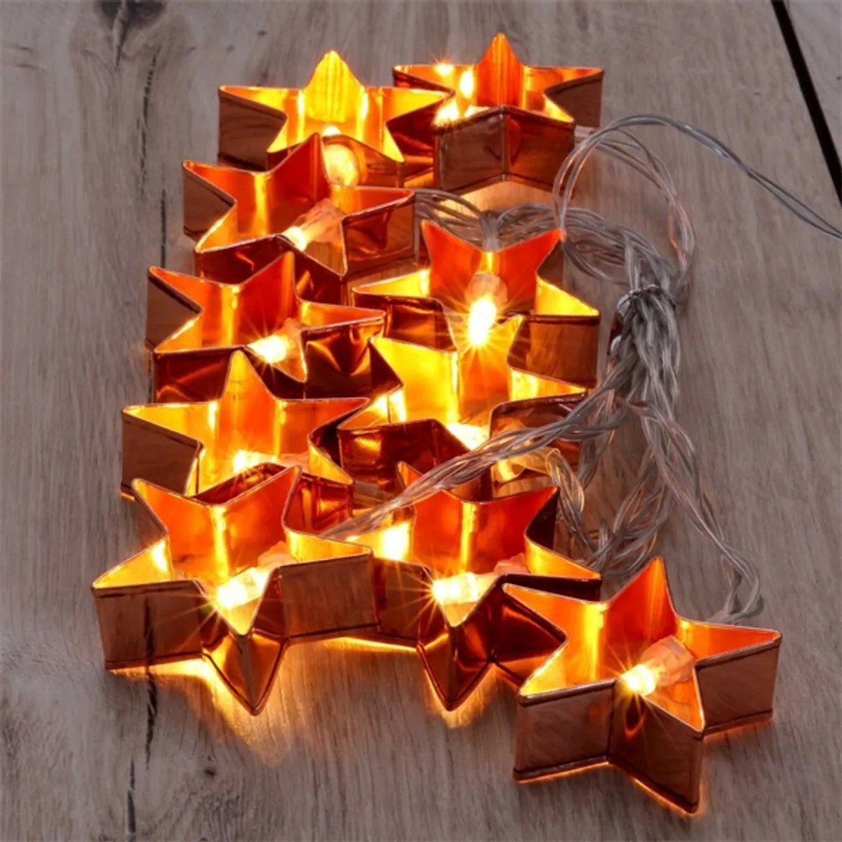 Iris Csillag alakú fém 2m/meleg fehér/10db LED-es/3xAA elemes fényfüzér, fénydekoráció #4