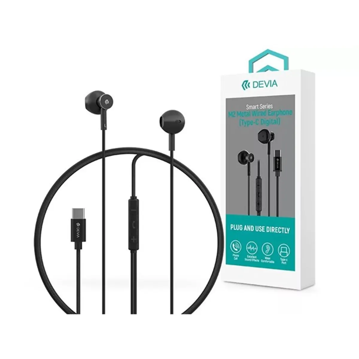 Devia ST108790 Smart Series M2 Metal In-Ear Type-C fekete sztereó fülhallgató #1