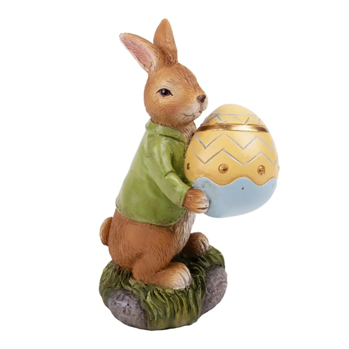 IRIS dekor műgyanta nyúl+hímestojás zöld/sárga 13,5cm #1