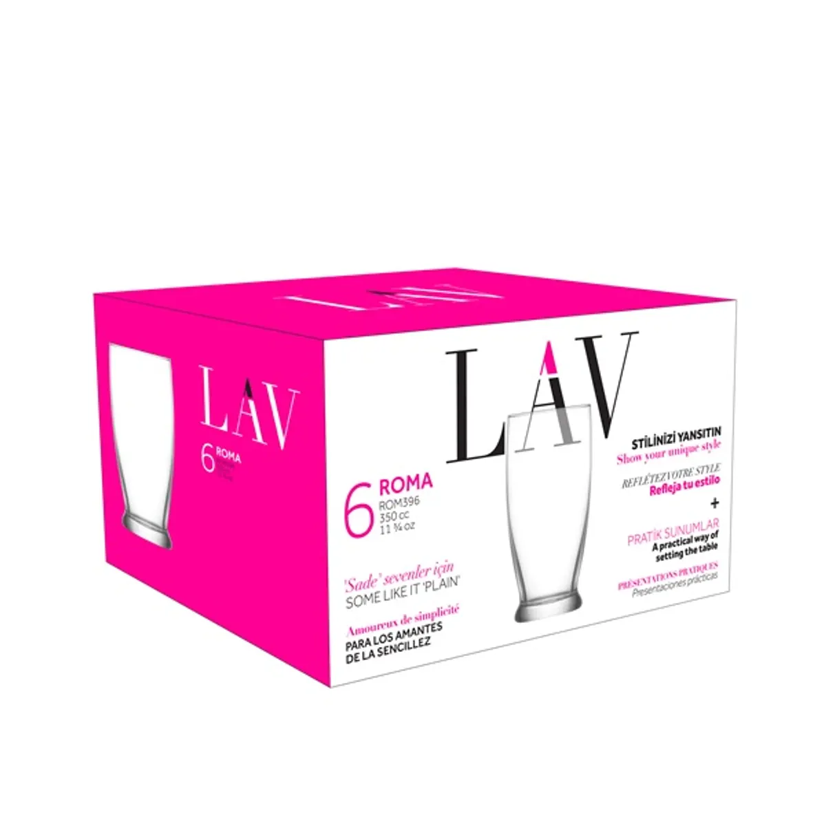 LAV Roma Long Drink 350ml koktélos pohár szett 6 darabos LV-ROM396F #1