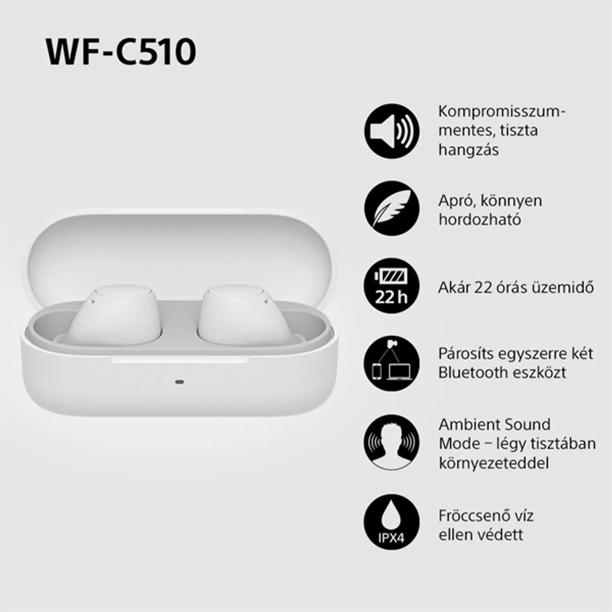 Sony WFC510W.CE7 True Wireless Bluetooth fehér fülhallgató #6