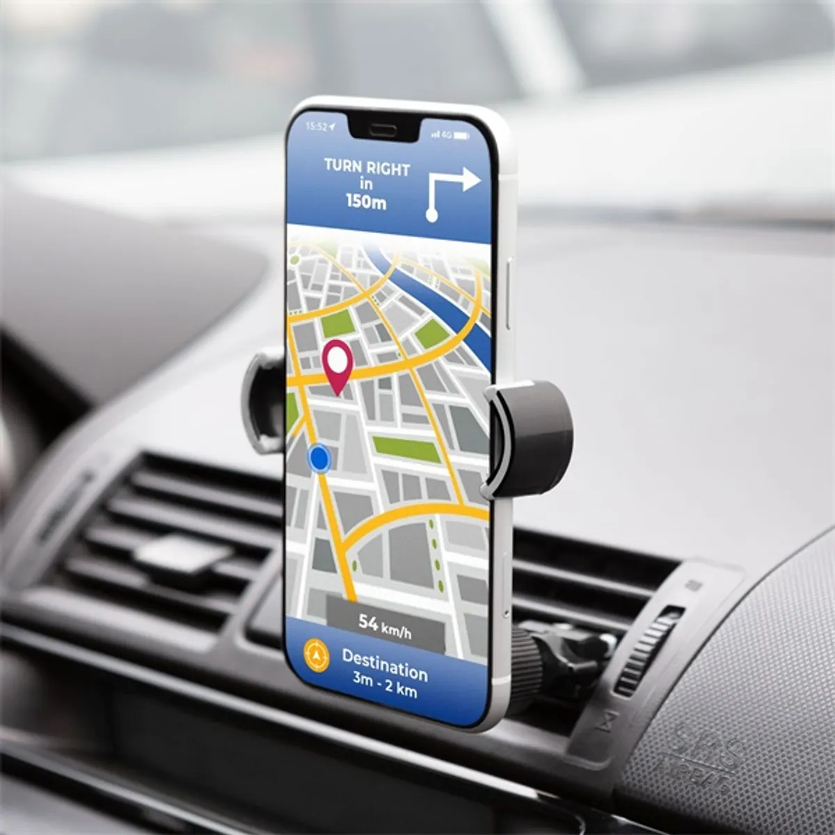 MNC 54996 univerzális fekete szellőzőrácsra rögzíthető telefontartó #4