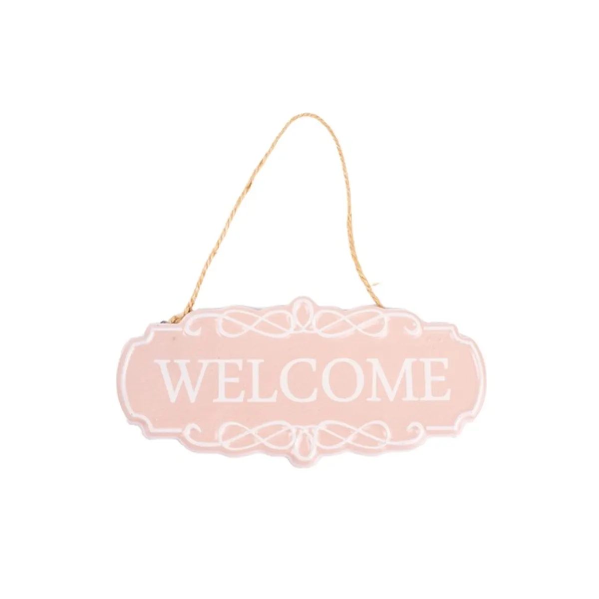 IRIS bádog akakasztós kopogtató, welcome felirattal, rózsaszín 17,5 cm #1