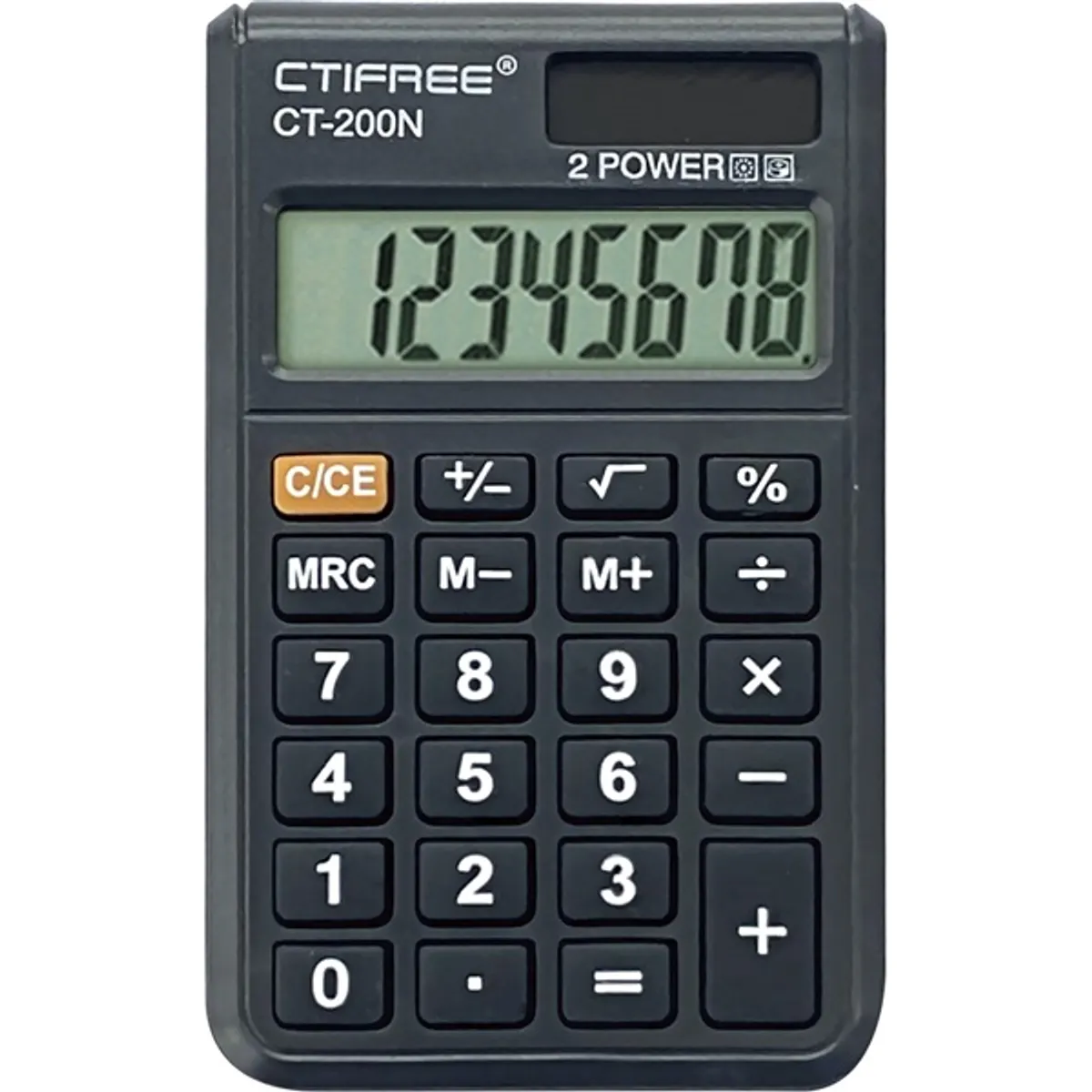 CTIFREE CT-200N mini fekete számológép, 62x96mm, 8 számjegy, dual power, 2 év garancia #1