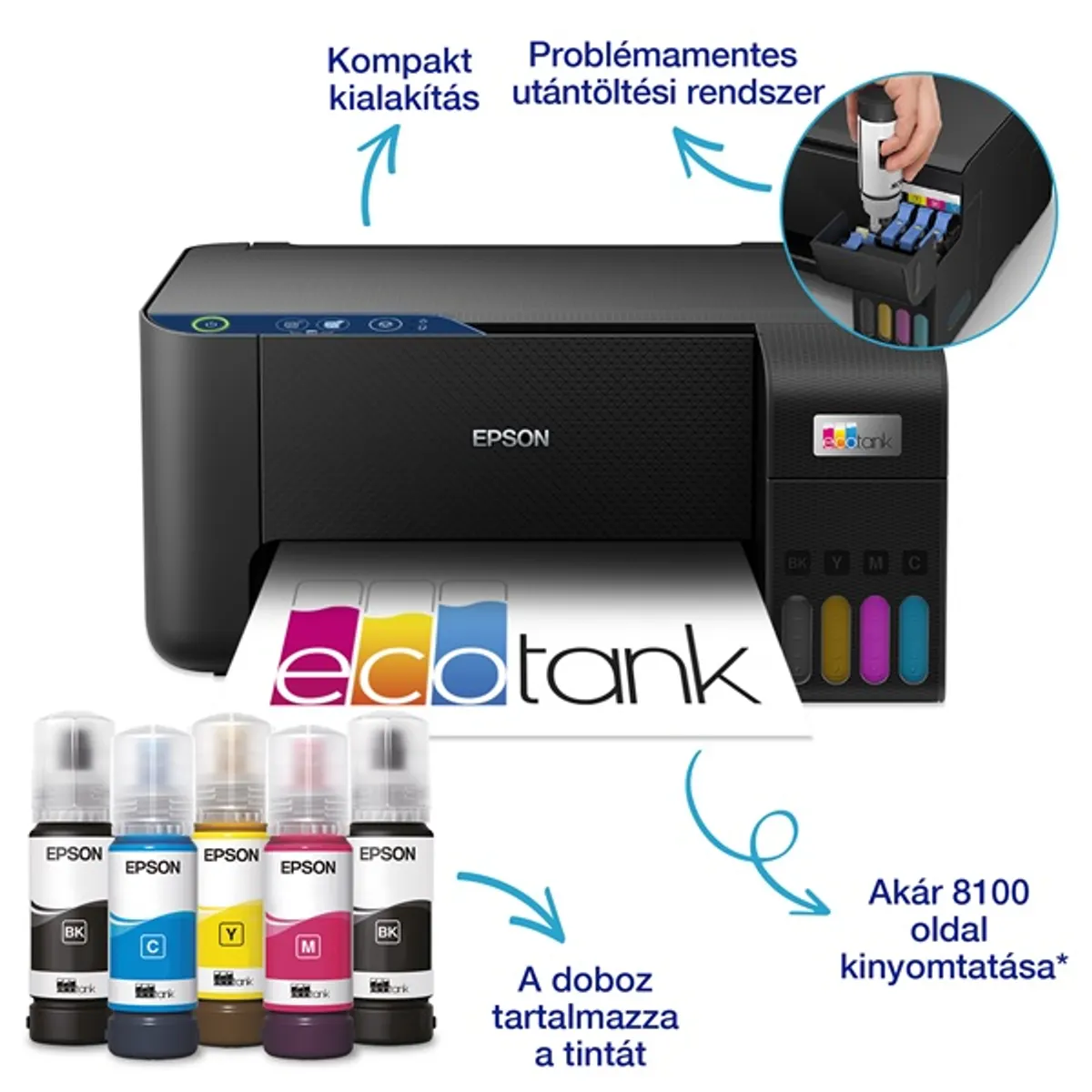 Epson EcoTank L3231 színes nyomtató MFP, USB, 8100/6500 oldal tinta a dobozban #2