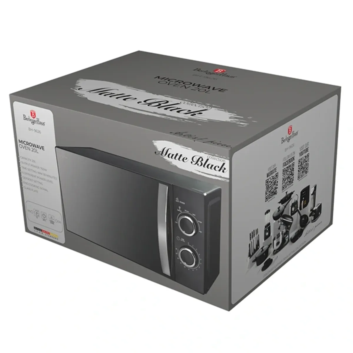 Berlinger Haus BH/9626 700W 20L fekete mechanikus mikrohullámú sütő #4