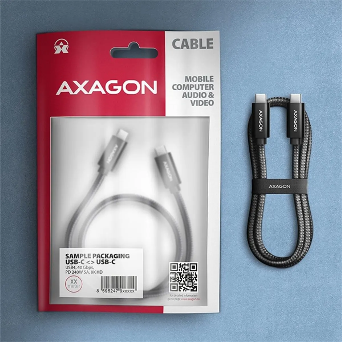 Axagon BUCM4X-CM10AB NewGEN+ 1m USB-C <> USB-C 4 Gen 3x2 / 240W kábel #10