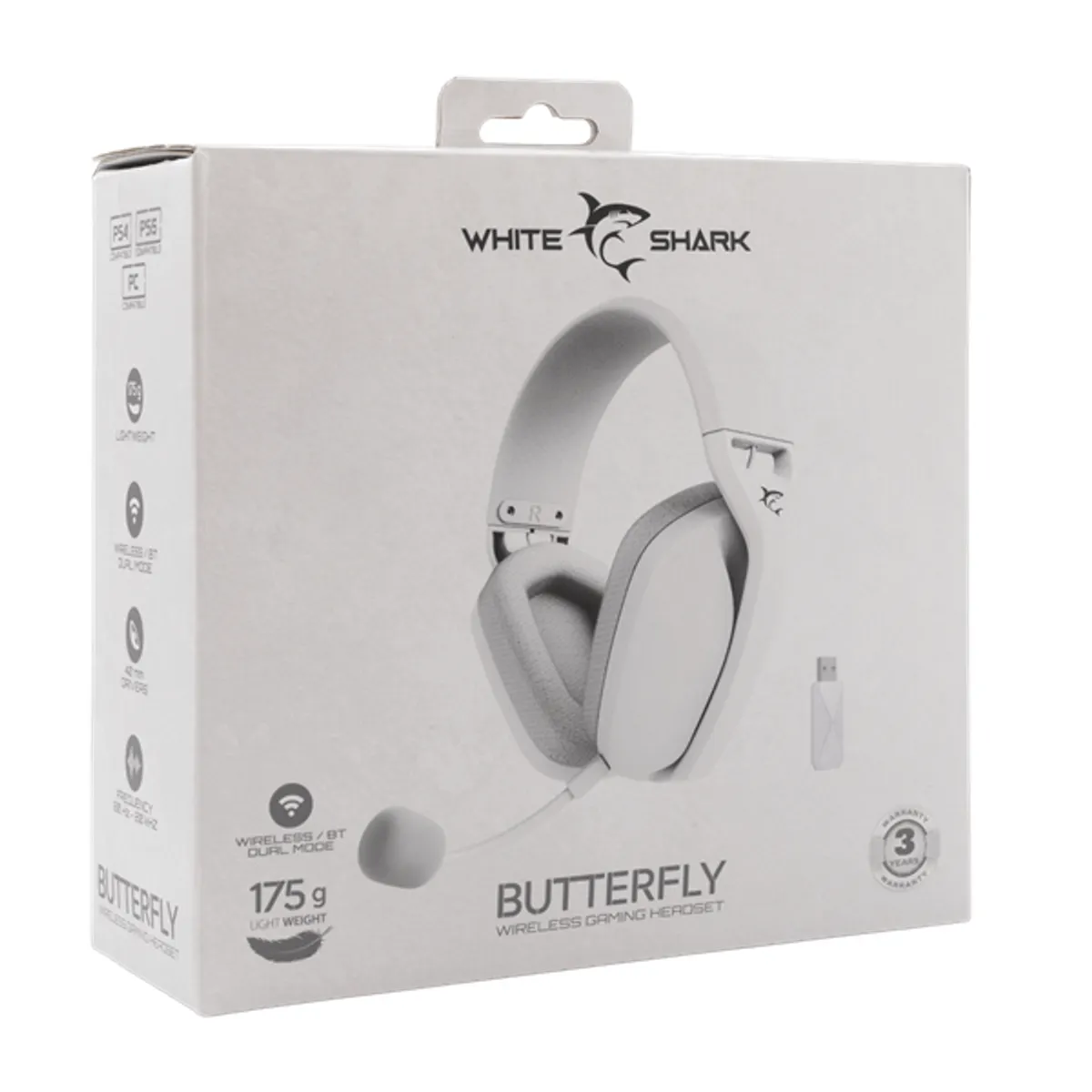White Shark WS WGH-2442W BUTTERFLY-W vezeték nélküli fehér gamer headset #7